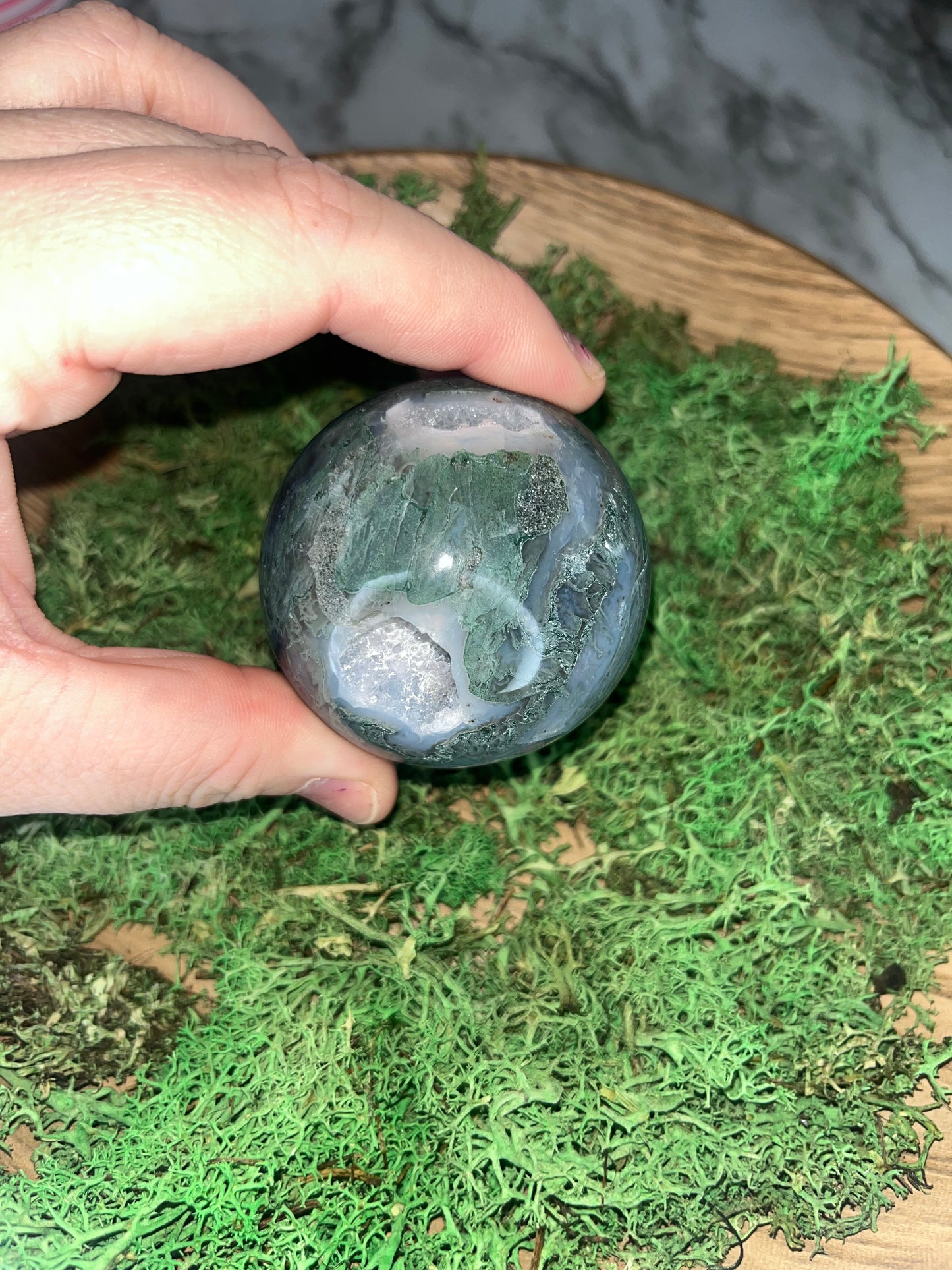 Moss agate sphere C￼