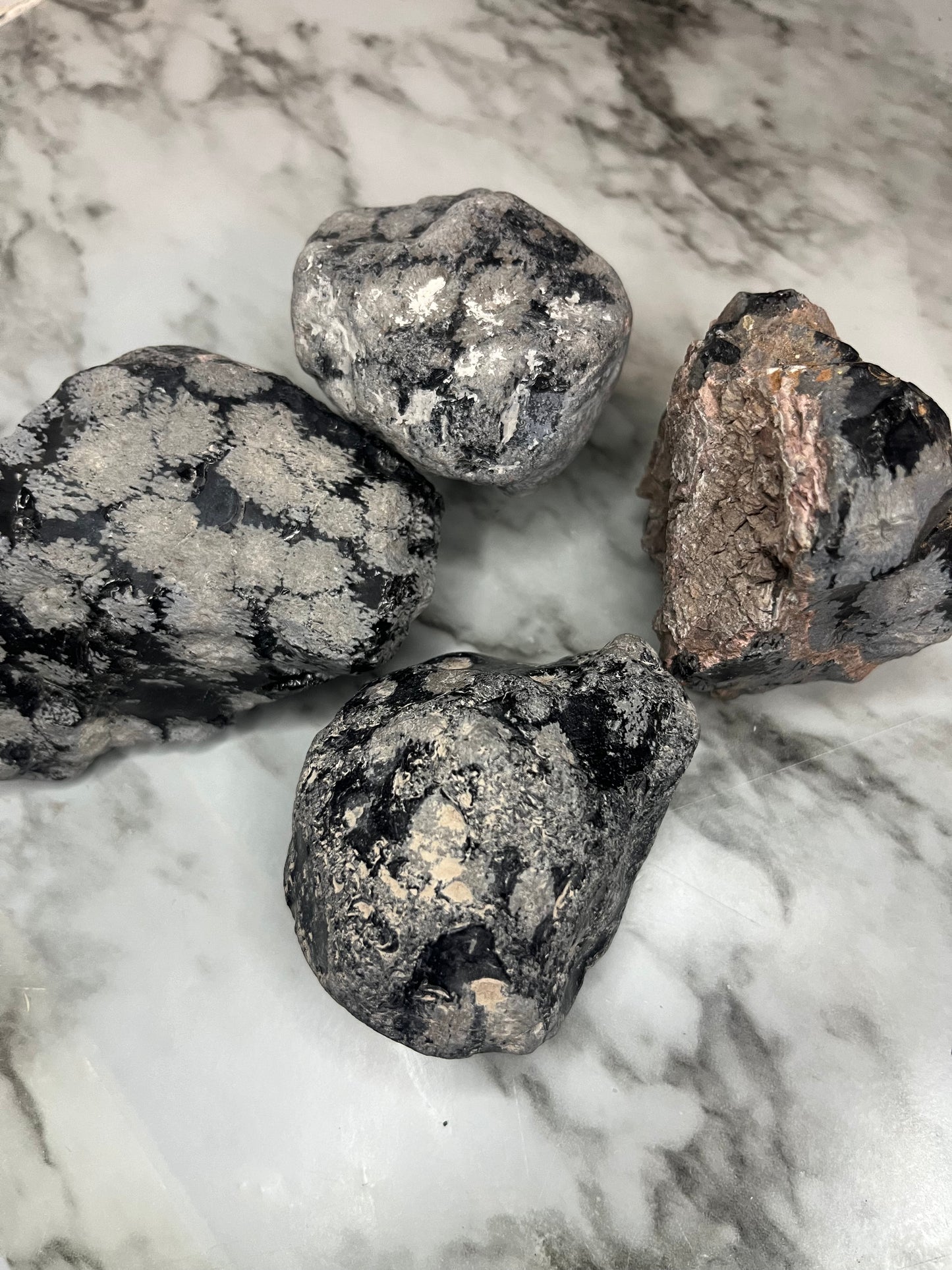 Large snowflake obsidian, rough stone ￼