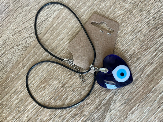 Heart Shaped Evil Eye Necklace