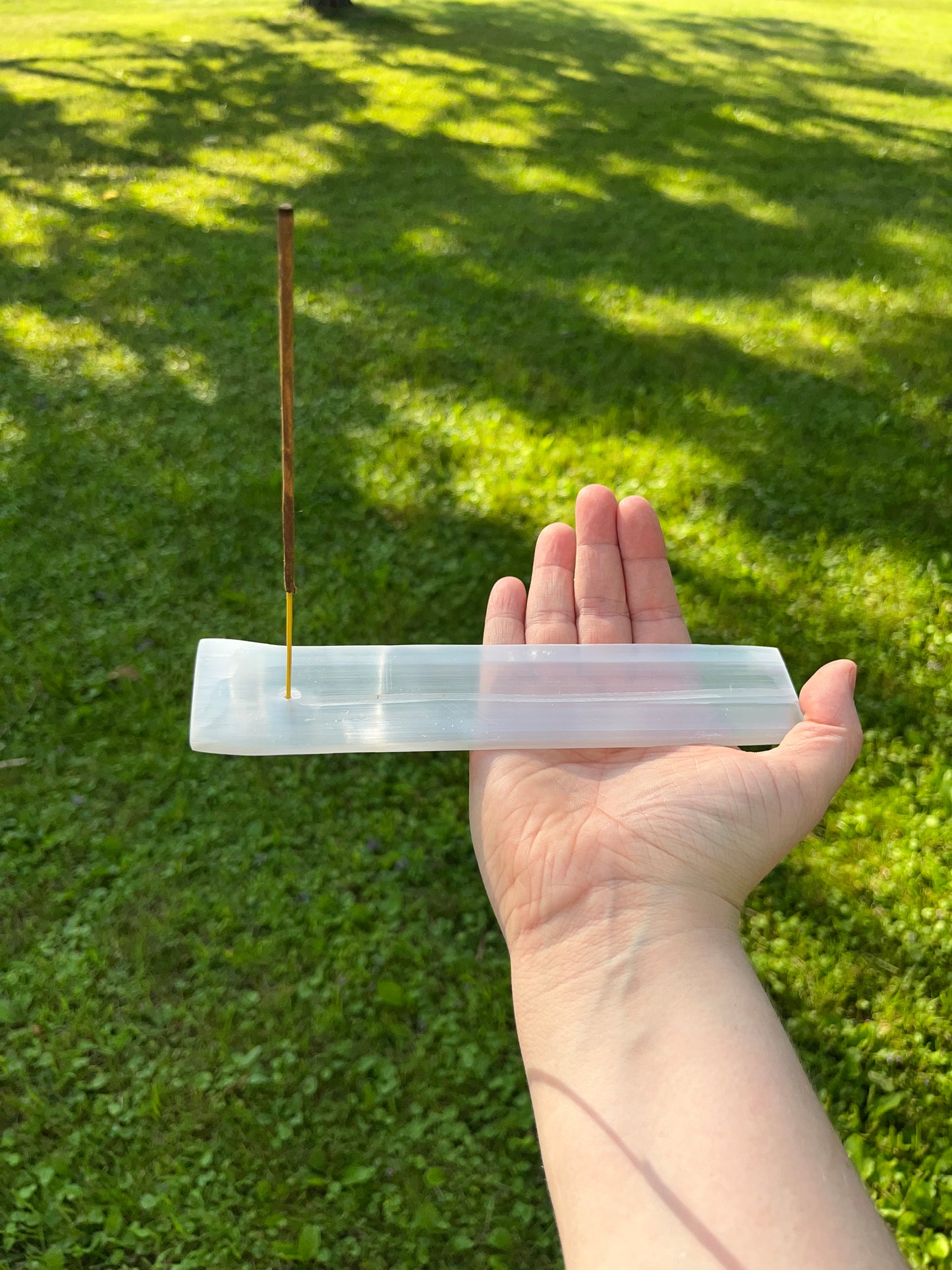 Selenite incense holder