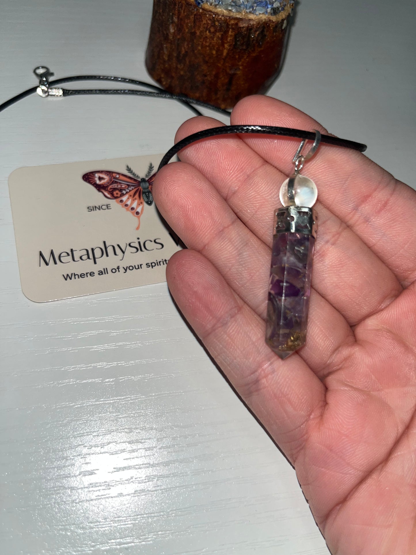 Lepidolite Orgonite Pendant with crystal ball